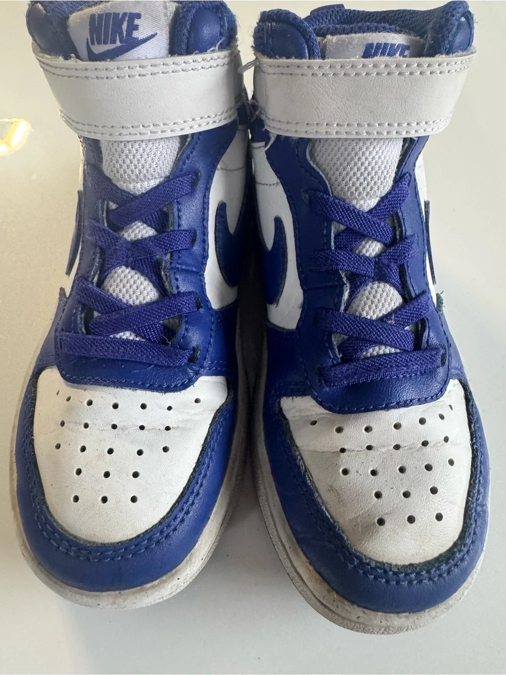 Nike Kids High-Top Sneakers in White and Blue